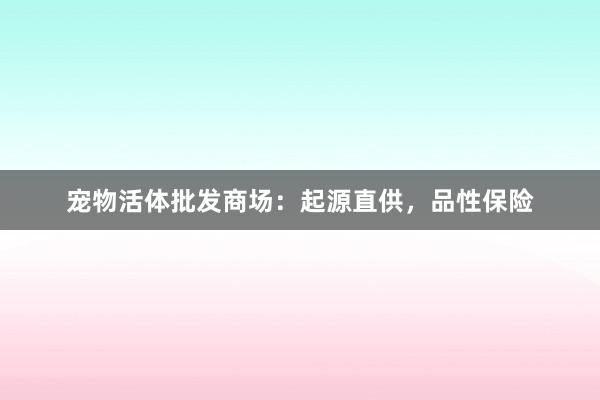 宠物活体批发商场：起源直供，品性保险